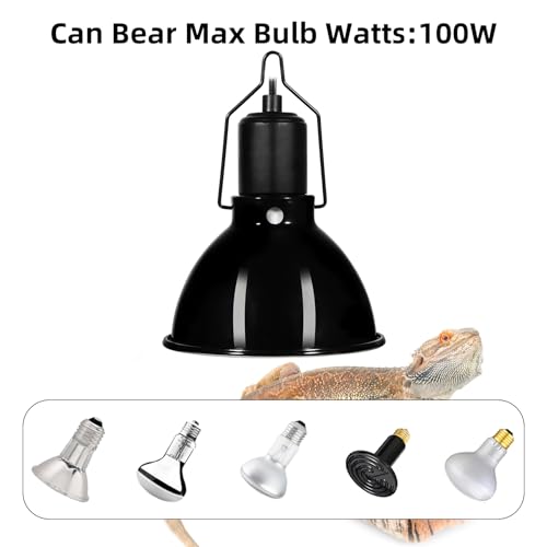 DXOPHIEX 5.5 inch Dome Reptile Light Fixture Reptile Heat Lamp UVB Light Fixture for Bearded Dragon, Lizard, Hermit Crab, Turtle Tank and Terrarium（Max 100W） - size: 5.5inch shallow dome
