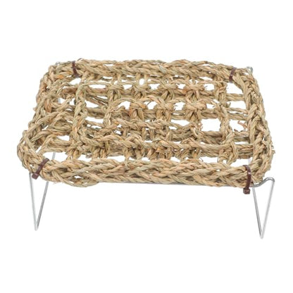 VICASKY Bearded Dragon Lounger and Reptile Hammock with Sea Grass Bed Mat, Rectangle Basking Platform with Metal Legs for Snake Habitat Accessories and Climbing Decor