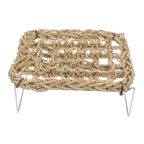 VICASKY Bearded Dragon Lounger and Reptile Hammock with Sea Grass Bed Mat, Rectangle Basking Platform with Metal Legs for Snake Habitat Accessories and Climbing Decor