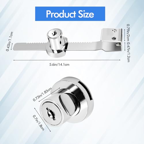 2 Pack Keyed Alike Sliding Glass Door Ratchet Lock, Large Size | Showcase Display Lock, Chrome Finish