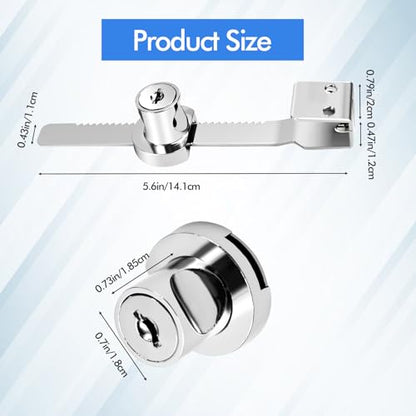 2 Pack Keyed Alike Sliding Glass Door Ratchet Lock, Large Size | Showcase Display Lock, Chrome Finish