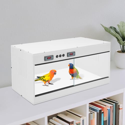 Reptile Tempered, 32x16x16 Reptile Tanks Enclosure with Glass Sliding Door and Intelligent Thermostat, Large Enclosure for Snake/Bearded Dragon (White) - color: White
