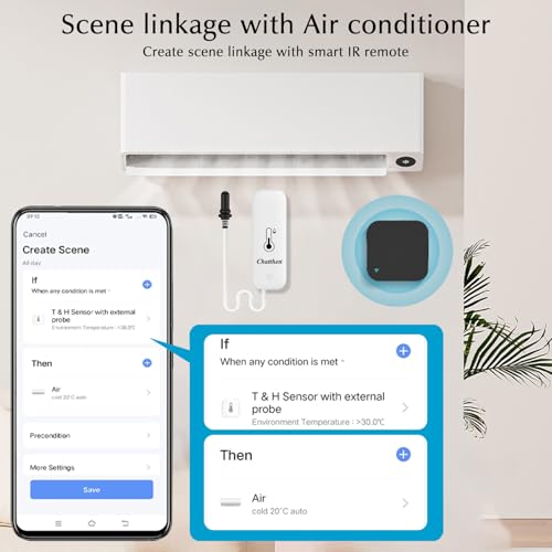 Aquarium Thermometer, Smart Fish Tank Thermometer App Monitor, Free Data Export Fahrenheit/Celsius(℉/℃), WiFi Hygrometer for Babyroom, Greenhouse, Fish Tank, Refrigerator, White 1 Pack - size: 2.7*1.0in without screen