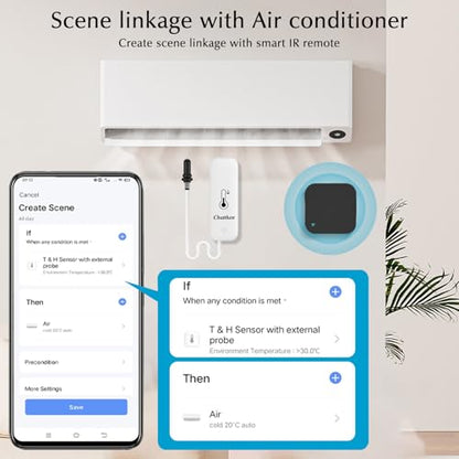 Aquarium Thermometer, Smart Fish Tank Thermometer App Monitor, Free Data Export Fahrenheit/Celsius(℉/℃), WiFi Hygrometer for Babyroom, Greenhouse, Fish Tank, Refrigerator, White 1 Pack - size: 2.7*1.0in without screen