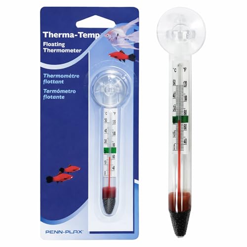 Penn-Plax Therma-Temp Floating Aquarium Thermometer - Easy to Read - Temperature Gauge with Optional Suction Cup & Removable Mount - Safe for Freshwater & Saltwater Tanks - Multicolor, 4.25 Inches - size: X-Small (5-15 lbs), style: Multicolor