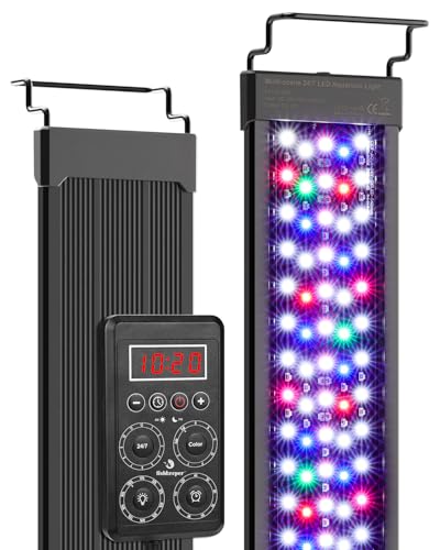 fishkeeper Smart LED Aquarium Light with One-Button Real-Time Sync, 24/7 Mode Full Spectrum Fish Tank Lights, 9 Colors DIY, 9 Timer, 10 Brightness IP68 Waterproof Aquarium Plant Light for 24-32 inch - size: 24W (for 24"-32" fish tanks)