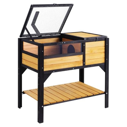 VEVOR Tortoise Habitat, Cedar Wooden Tortoise House Indoor & Outdoor, Tortoise Enclosure with Light Stand, Reptile Enclosure Small Animal Cage with Stand Legs for Gecko, Lizard, Snake - style: C With Legs