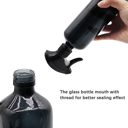 OFFIDIX Glass Spray Bottles for Cleaning,16 OZ 2 Pack Continuous Empty Water Mister Spray Bottles for Hair,Plants Mister,Adjustable Nozzle,Amber and Black - color: Amber+Black