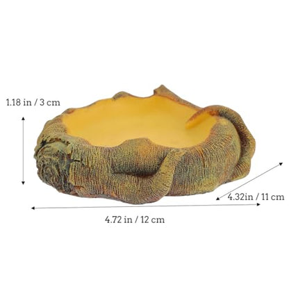 VANZACK Bearded Dragon Water Dish Reptile Feeding Bowl Imitation Wood Grain Basin Lizard Drinking Tray