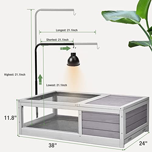 Indoor Tortoise Habitat Large Outdoor Reptiles Enclosure with Two Deep Pull-Out Tray and Lamp Holder for Tortoise, Snake, Lizard
