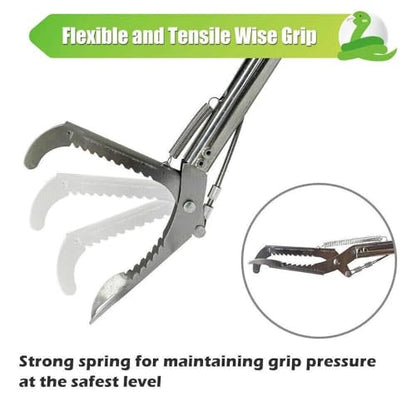 IC ICLOVER 52" Foldable Snake Grabber, 2-Section Collapsible Stainless Steel Snake Tongs, Professional Rattle Snake Handling Tools Catcher Grabber Stick Pole with Auto Lock, No-Slip Handle, Wide Jaw