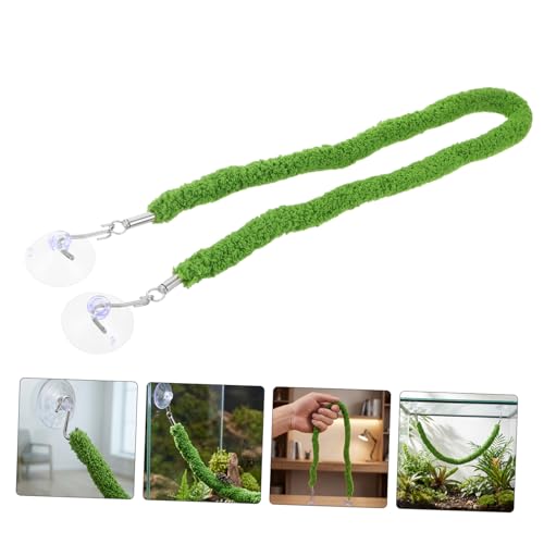Reptile Climbing Rope and Terrarium Vine, 50cm Artificial Moss Swing for Lizard Habitat, Flexible Hanging Vine Accessory for Leopard Gecko and Reptile Tank