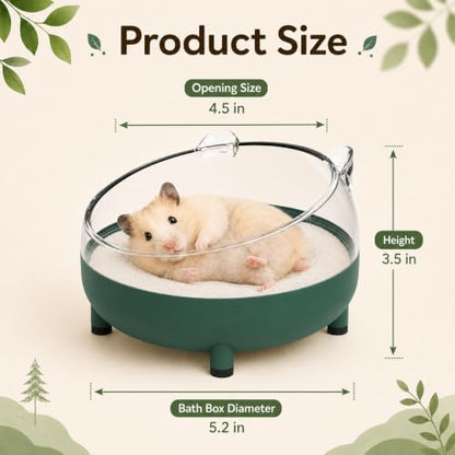 Meow&Woof Hamster Sand Bath Container, Large Sandbox Toilet Gerbil Batheoom, Tiny Chinchilla Dust Bathtub Sand Bath Box for Hamster Cage Accessories 5.2 Inch-Dark Green - color: Dark Green