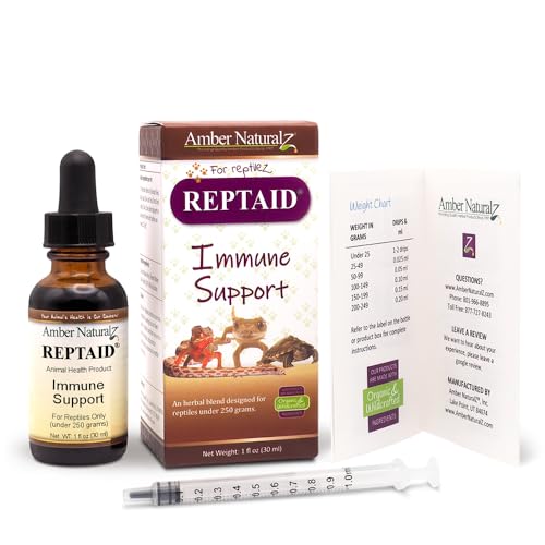 AMBER NATURALZ Reptaid Herbal Supplement for Small Reptiles | Herbal Pet Supplement for Immune Support | for Reptiles Under 250g | 1 Fluid Ounce Glass Bottle | Manufactured in the USA - size: 1 oz