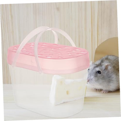 Beaupretty 2pcs Portable Hamster and Reptile Plastic Carriers Medium Size Pink Small Animal Travel Boxes for Hamsters Turtles and Crawling Pets
