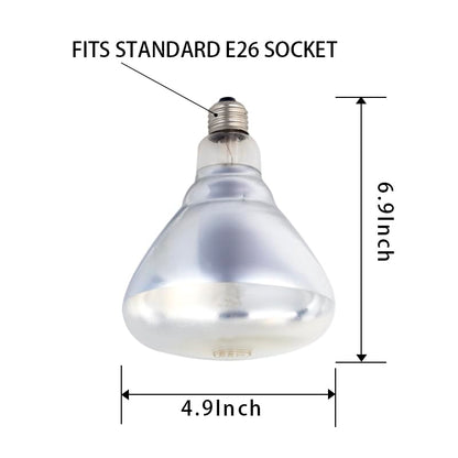 2 Pack 375W Heat Lamp Clear Infrared Bulbs Glass Lamp Bulb for Food Service, Brooder Bulb, Chicks, Pet, Bathroom, Light Therapy Use E26 Base, Flood Light Heat Lamp - color: 375w/Clear