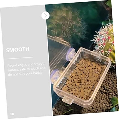 WOONEKY 2pcs Lizard Feeding Bowl Cup Transparent Wall-Mounted Reptile Feeder for Water and Food for Geckos Chameleons and Reptiles and Easy to Clean