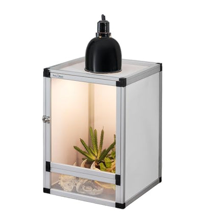 18x18x36 Hybrid Reptile Cage, Tall PVC & Screen Enclosure with Aluminum Frame and Dual Acrylic & Mesh Doors, Ventilated Terrarium for Chameleon and Arboreal Reptiles (4, White) - color: white