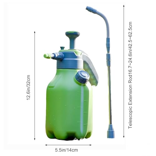 1/2 Gallon Hand Pump Pressure Sprayer | Straight & Adjustable Curved Extension Poles, Explosion-Proof Design, Fine Mist Spray, For Gardening, Cleaning, Plant Care
