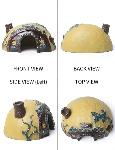 Toad Frog House Resin Reptile Hide Cave for Outside Garden Tank | Irregular camouflage mossy stone shelter, fits turtle tarantula crab leopard geckos, small reptiles humid hideout accessories