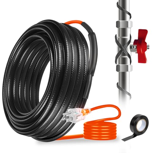 30FT Heating Cable for Metal and Plastic Home Pipes, Energy-efficient, Pipe Heat Tape for Water Pipes, Pipe Freeze Protection, Keeps Water Flowing at -40℉,120V (30FT) - size: 30FT