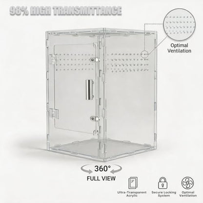 8x8x12 Reptile Tank – Acrylic Reptile Enclosure Terrarium for Crested Gecko, Lizards, Spiders & Snakes – Clear Lizard Habitat Terrarium - size: 8"8"12"