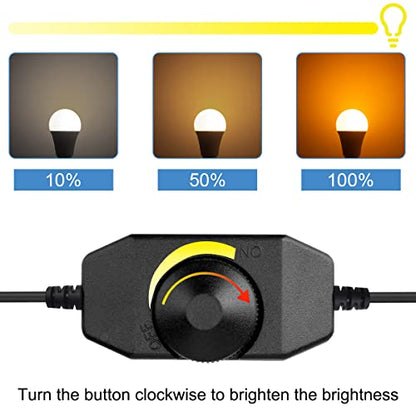 LED Strip Light Dimmer Switch DC 12V Controller for Single Color 3528 5050 LED Strip Light, with DC 5.5 x 2.1mm Jack Adapter Cable Dimmable LED Controller, 2 PCS - color: with DC adapter