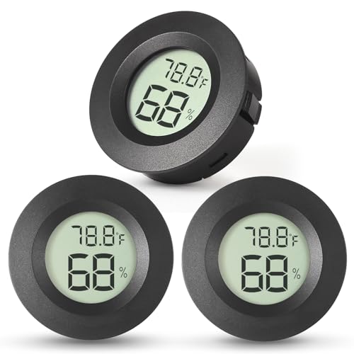 Atogou 3-Pack Mini Hygrometer & Thermometer, Indoor Outdoor Digital Humidity Meter Gauge Temperature, ℉/℃, for Home, Office, Reptile, Car, Greenhouse, Lab, Terrarium, Cellar.. A01 Black - color: Black 3-pack