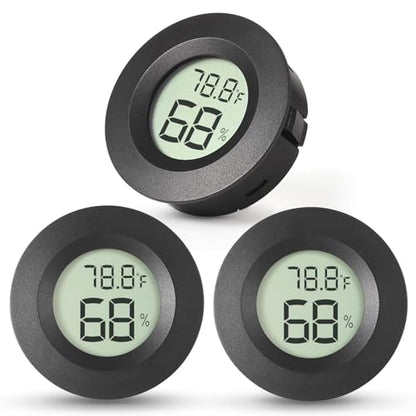 Atogou 3-Pack Mini Hygrometer & Thermometer, Indoor Outdoor Digital Humidity Meter Gauge Temperature, ℉/℃, for Home, Office, Reptile, Car, Greenhouse, Lab, Terrarium, Cellar.. A01 Black - color: Black 3-pack