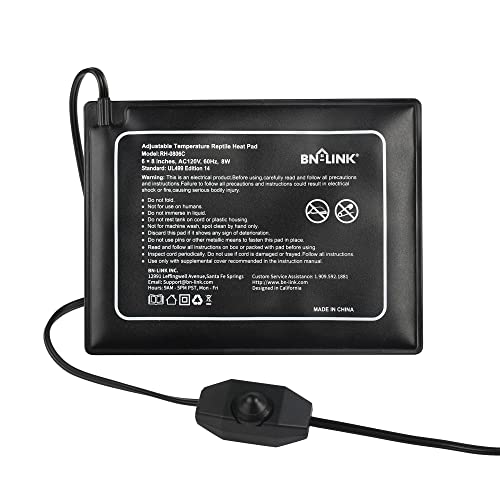 BN-LINK Reptile Heating Pad 6"X8" with Adjust Knob and Thermostat Controller
