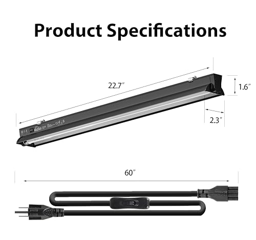 T5 HO 10.0 UVB Light for Reptiles, 24W Light Fixture Combo Kit with Switchable 5.0 & 10.0 UVB Output, 22" Fluorescent Tube UVA UVB Reptile Light for Reptile Eco-Tanks and Aquariums