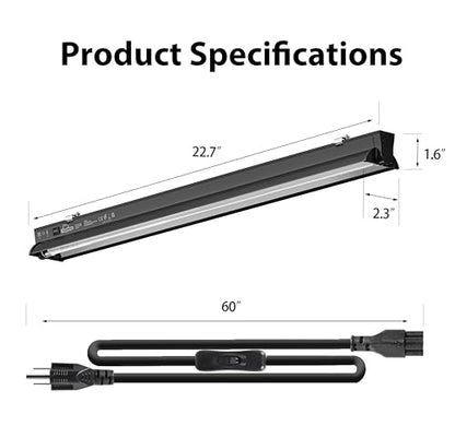 T5 HO 10.0 UVB Light for Reptiles, 24W Light Fixture Combo Kit with Switchable 5.0 & 10.0 UVB Output, 22" Fluorescent Tube UVA UVB Reptile Light for Reptile Eco-Tanks and Aquariums