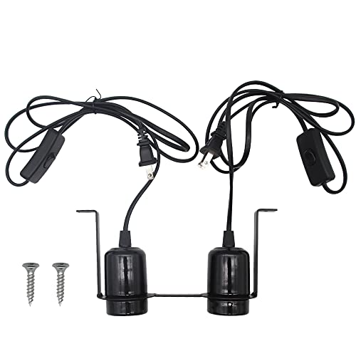 Dual Reptile Light Fixture Heat Lamps 2 in 1 E27 Base UVB Reptile Light Fixture Dome Heat Lighting Lamp Combo kit ffor reptiles, Bearded Dragon, lguana, Snake, Turtle Tank (Two lamp heads)