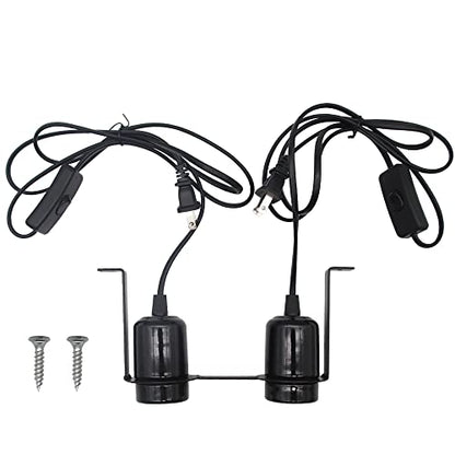 Dual Reptile Light Fixture Heat Lamps 2 in 1 E27 Base UVB Reptile Light Fixture Dome Heat Lighting Lamp Combo kit ffor reptiles, Bearded Dragon, lguana, Snake, Turtle Tank (Two lamp heads)