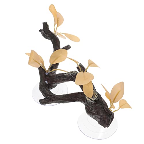 ibasenice Reptile Accessories Artificial Branch Suction Cup Resin Sculpture for Pet Lizard Tank Decor