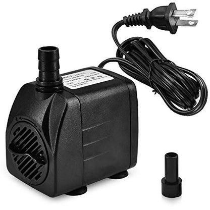 DOMICA 220GPH Ultra Quiet Fountain Pump (15W 800L/H), Small Submersible Pump for Pond, Water Feature, Aquariums, Fish Tanks, Hydroponics, Indoor or Outdoor Fountain (AC Powered)