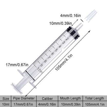 10ml Syringe for Liquid, 10cc Syringes Without Needle, Individually Wrapped, Pack of 12 - size: 10ml