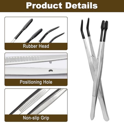 6PCS Rubber Tipped Tweezers Set, PVC Coated Non-Slip Precision Tweezers for Crafts, Jewelry Making, Electronics, and Lab Work