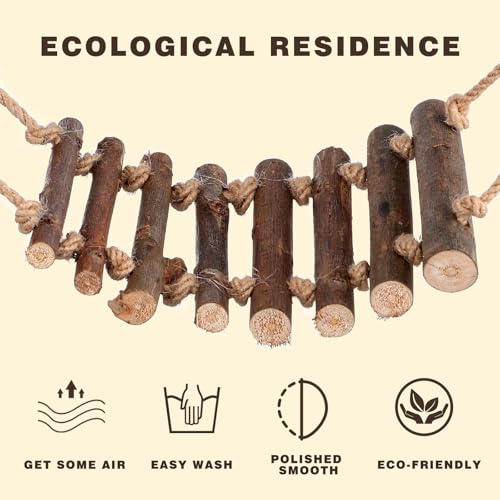 Homoyoyo Crested Gecko Coconut Hide with Ladder, Natural Reptile Hideout and Lizard Shelter Hanging Reptile Hideout Coconut Shell Hut for Lizard Tank Accessories, Terrarium Cave for Leopard Gecko