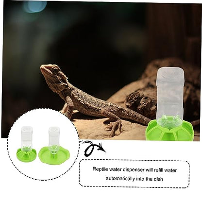 VANZACK 2sets Lizard Water Feeders Reptile Drinking Tools Easy to Clean Water Containers for Turtles Snakes Geckos and Other Reptiles Green