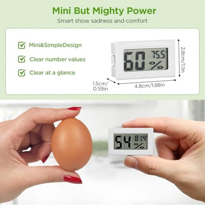 12 Pack Mini Hygrometer Digital Electronic Temperature Humidity Meters Gauge Indoor Thermometer Hygrometer LCD Display Fahrenheit (℉) for Guitar Case,Greenhouse, Garden, Cellar, Closet (White) - color: White