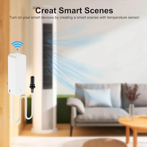 Smart Thermometer Hygrometer with Probe, WiFi Aquarium Temperature Humidity Gauge with App Remote Monitor, Indoor Refrigerator Thermometer Sensor, Data Storage&Export, Compatible with Alexa. 1PCS - style: 1PCS