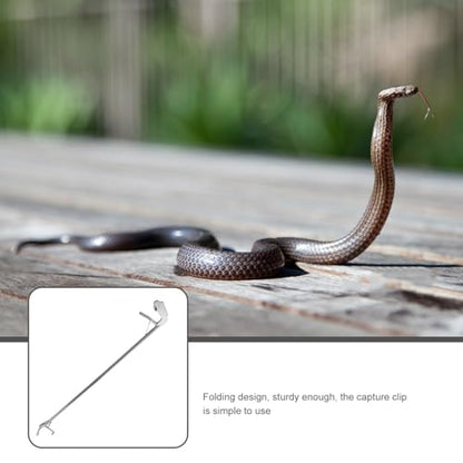 balacoo Folding Snake Catcher Clip Tool Stainless Steel Snake Grabber Stick Lock Clamp for Handling for Gardens and Outdoors