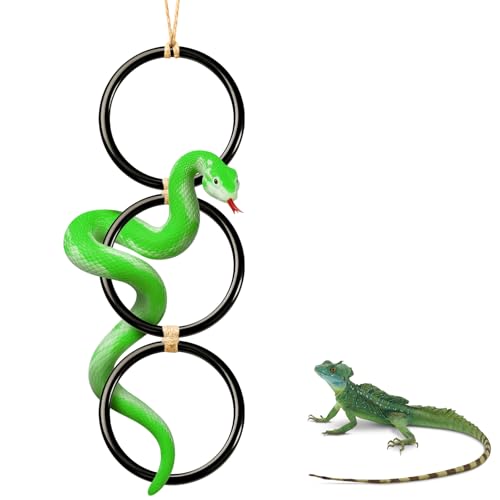 Ball Python Enrichment, Snake Climbing Toys, Reptiles Tank Accessories for Corn Snakes, Bearded Dragon, Chameleon, Snake Enrichment Ring Toys - color: Black