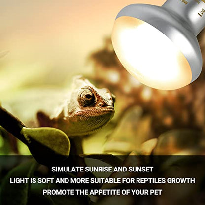 REPTI ZOO Dual Reptile Light Fixture with Dimming Thermostat and Timer & 75W Reptile Heat Lamp Bulb Day & Night Basking Spot Light Combo Pack