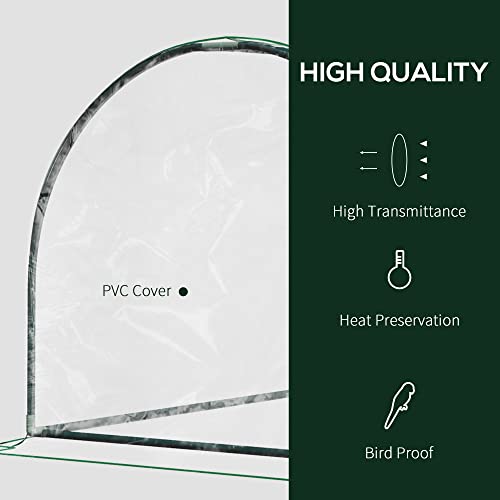 Outsunny 7' x 3' x 2.5' Mini Greenhouse, Portable Tunnel Green House with Roll-Up Zippered Door, UV Waterproof Cover, Steel Frame, Clear