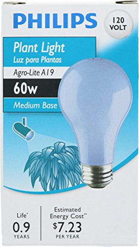 Philips Indoor Grow Light A19 Agro-Lite, Artificial Sunlight Bulb for Plants, Soft White Light (2700K), 60W, 120 Volts, 1-Pack