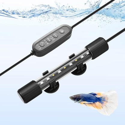 FEDOUR 7in Submersible Aquarium LED Light, 24/7 Mode Aquarium Lights with Full Spectrum RGBW LEDs, IP68 Waterproof Fish Tank Light with Dimming, Timming and Color Adjustable - style: 7inch