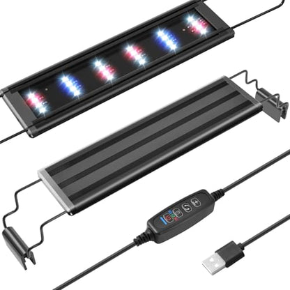 FEDOUR USB Mini Aquarium LED Light, Full Spectrum Aquarium Light with Extendable Brackets, Adjustable Aquarium Plant Light with External Controller, for Freshwater Tank (11-16in) - style: 11-16in