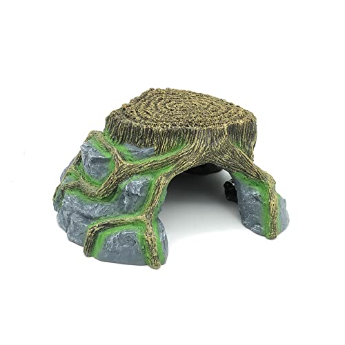 JIHAQUA Resin Large Turtle Tank Accessories Reptile Hideouts Cave Habitat Decor for Gecko Leopard Lizards Toad